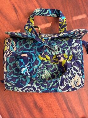 Vera Bradley Quilted Tote in Navy, Teal & Lime Floral Print